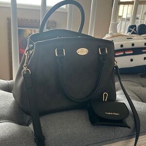Coach Black Satchel Crossbody Calvin Klein Pouch Black Logo Margot Carryall Med